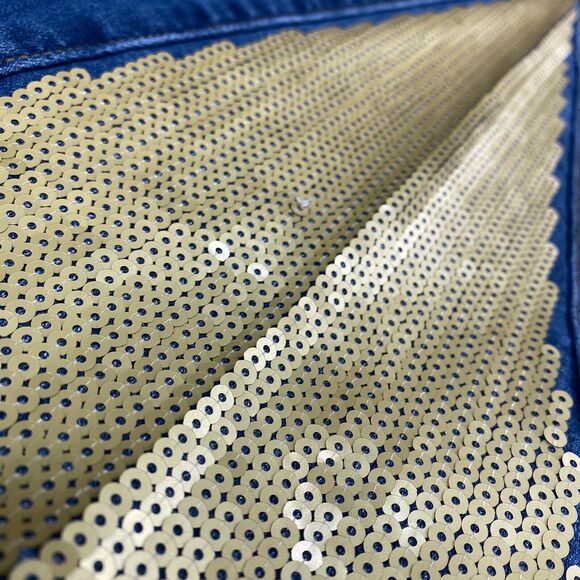 Midnight Velvet Bootcut Flare Jeans 22W Hi-Rise Denim Gold Sequins Plus Size NEW - Picture 12 of 12